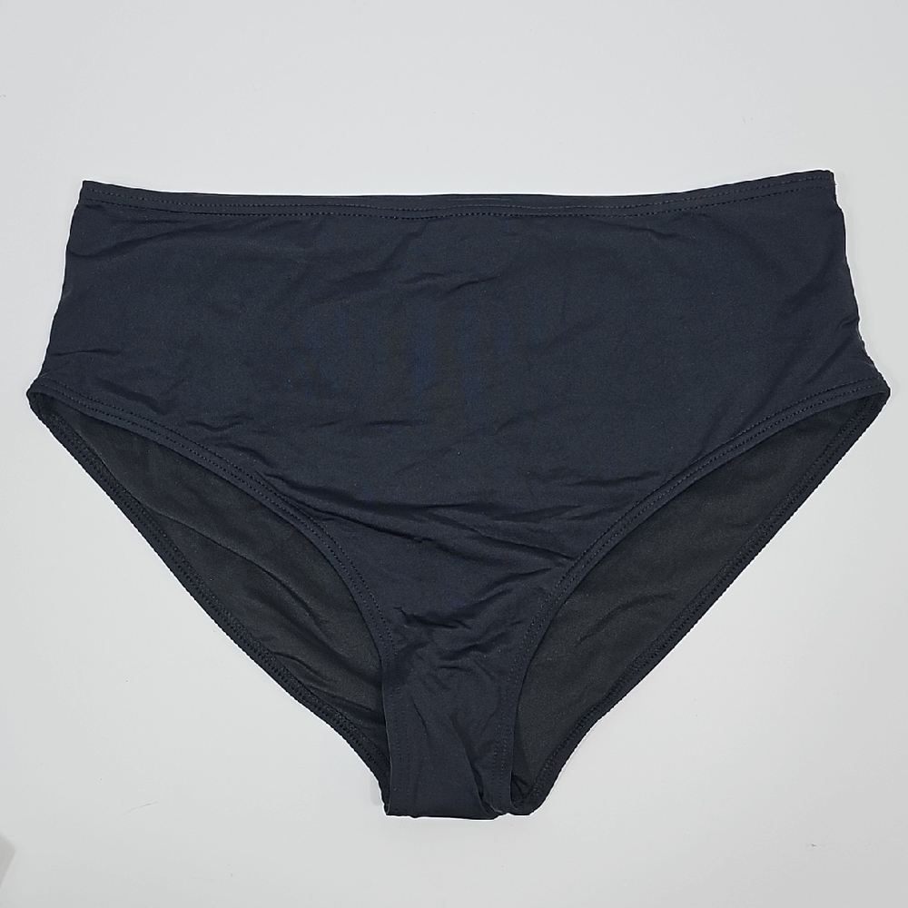 NWOT Holipick Womens Black High Waist Bikini Swim Bottom Size L Lined Beachwear